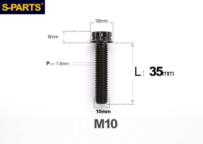 SPARTS M10 P1.5 A3 Series Titanium Bolt – Standard Head – 650°C Forged – S-Grade TC4 for E-Bikes, Motorcycles & Bicycles