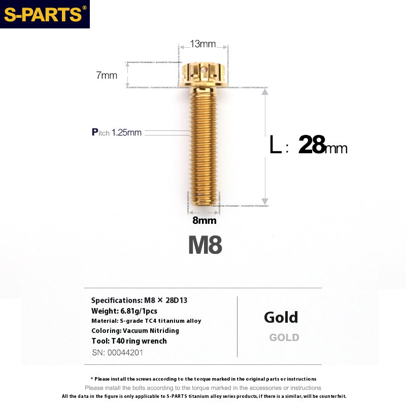 -PARTS M8 A3 Titanium Motorcycle Bolt – Multi-Length, Standard Head
