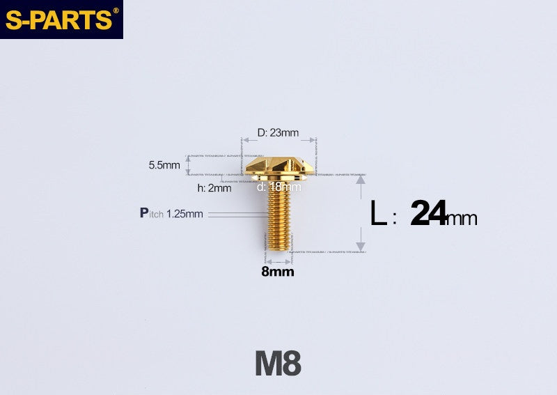 SPARTS M8 Stepped Button Head TC4 Titanium Bolt