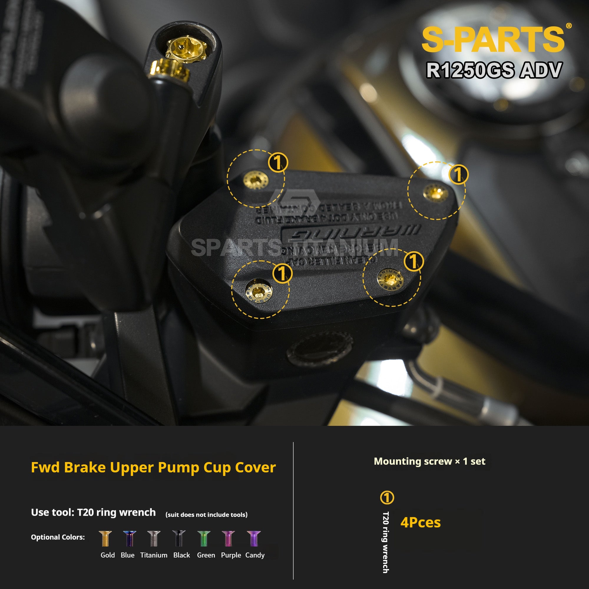 SPARTS Titanium Bolt Kit for BMW R 1250GS ADV – Custom Candy Color & CNC Titanium Upgrade Kit