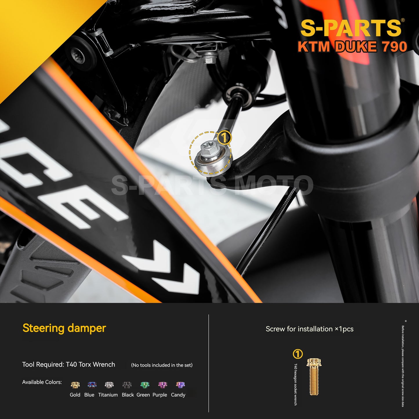 S-parts Titanium Front & Rear Brake / Suspension Bolt Kit for KTM DUKE 790