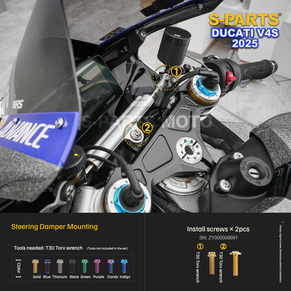 S-PARTS Titanium Front Fairing and Cockpit Fastener Kit for Ducati Panigale V4S 2025