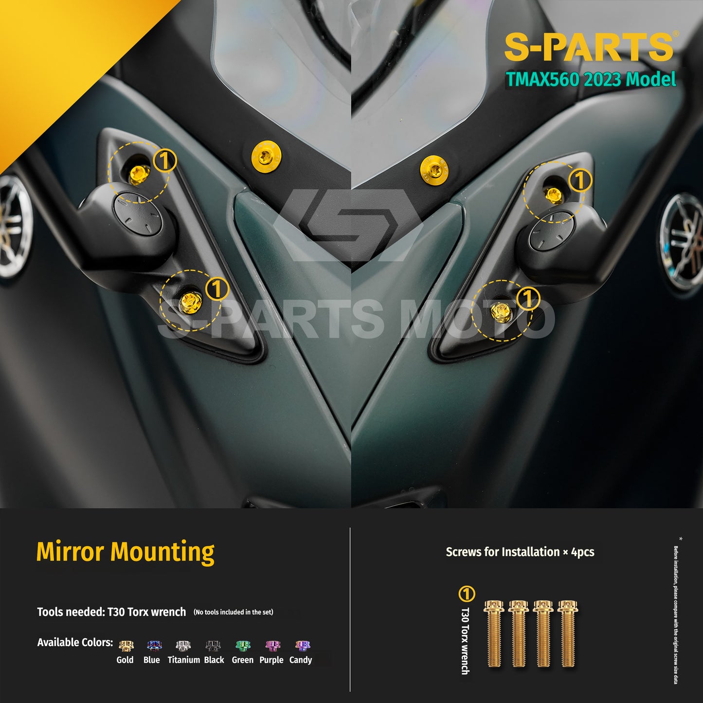 SPARTS Titanium Bolt Kit for Yamaha TMAX560 2023-Front & Cockpit System