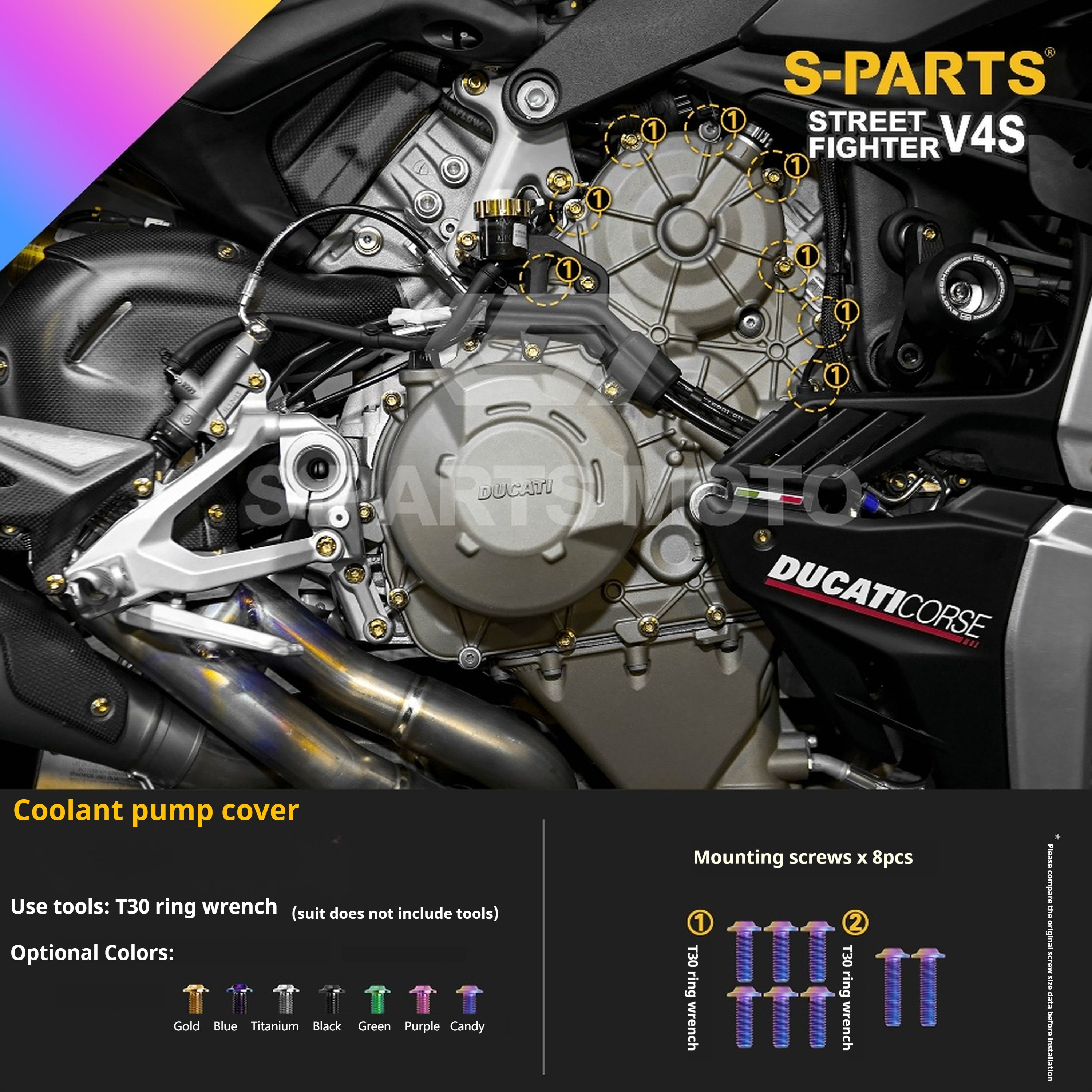 SPARTS Titanium Bolt Kit for Ducati Streetfighter V4S – Candy Color Upgrade