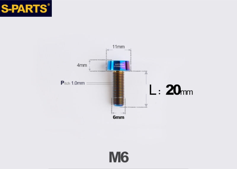 SPARTS M6 × L20-35 Titanium Anti-Theft Caliper Set Screws for Motorcycle 2-Piston Brake Calipers