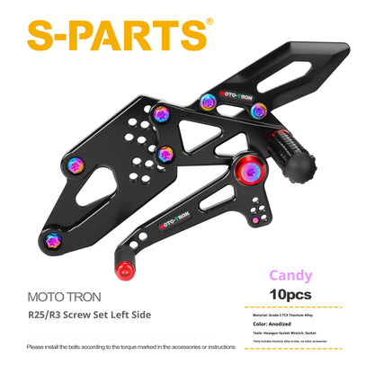 SPARTS R3/R25 MOTO TRON Raised Foot Pegs Titanium Alloy Screws Modification Kit for Yamaha