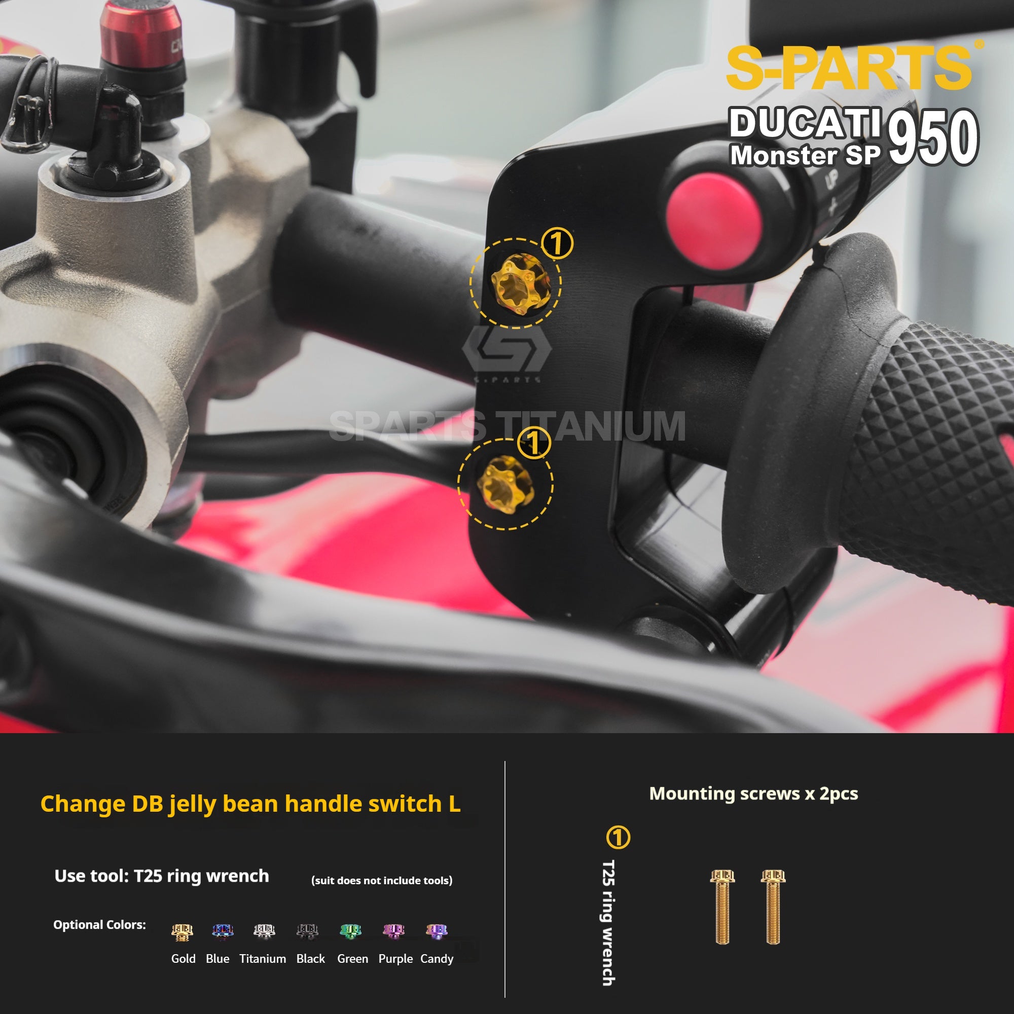 SPARTS Titanium Bolt Kit for Ducati New Monster SP 950 – CNC Titanium Upgrade Kit