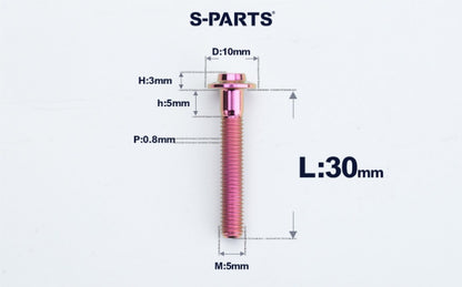 SPARTS A3 Countersunk Head M5 D10 Titanium Bolt TC4 Motorcycle & E-Bike Custom Fastener