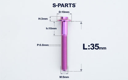 SPARTS A3 Countersunk Head M5 D10 Titanium Bolt TC4 Motorcycle & E-Bike Custom Fastener