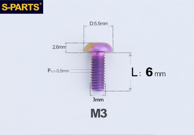 SPARTS A2 Button Head M3 Titanium Bolt