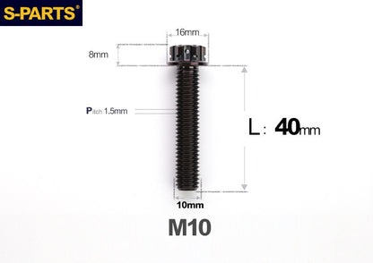 SPARTS M10 P1.5 A3 Series Titanium Bolt – Standard Head – 650°C Forged – S-Grade TC4 for E-Bikes, Motorcycles & Bicycles
