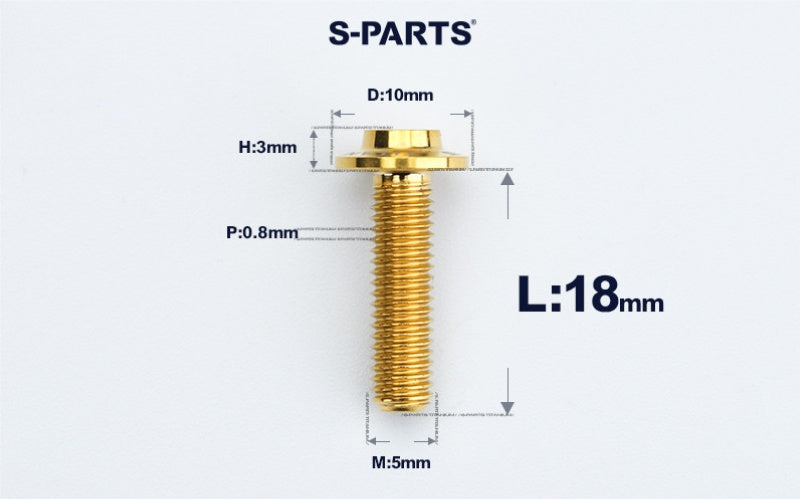 SPARTS A3 Countersunk Head M5 D10 Titanium Bolt TC4 Motorcycle & E-Bike Custom Fastener