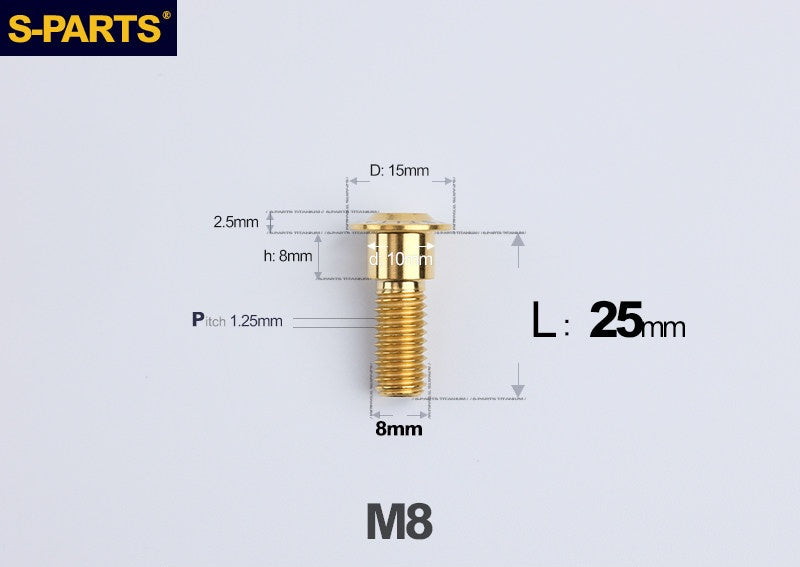SPARTS M8 Stepped Button Head TC4 Titanium Bolt