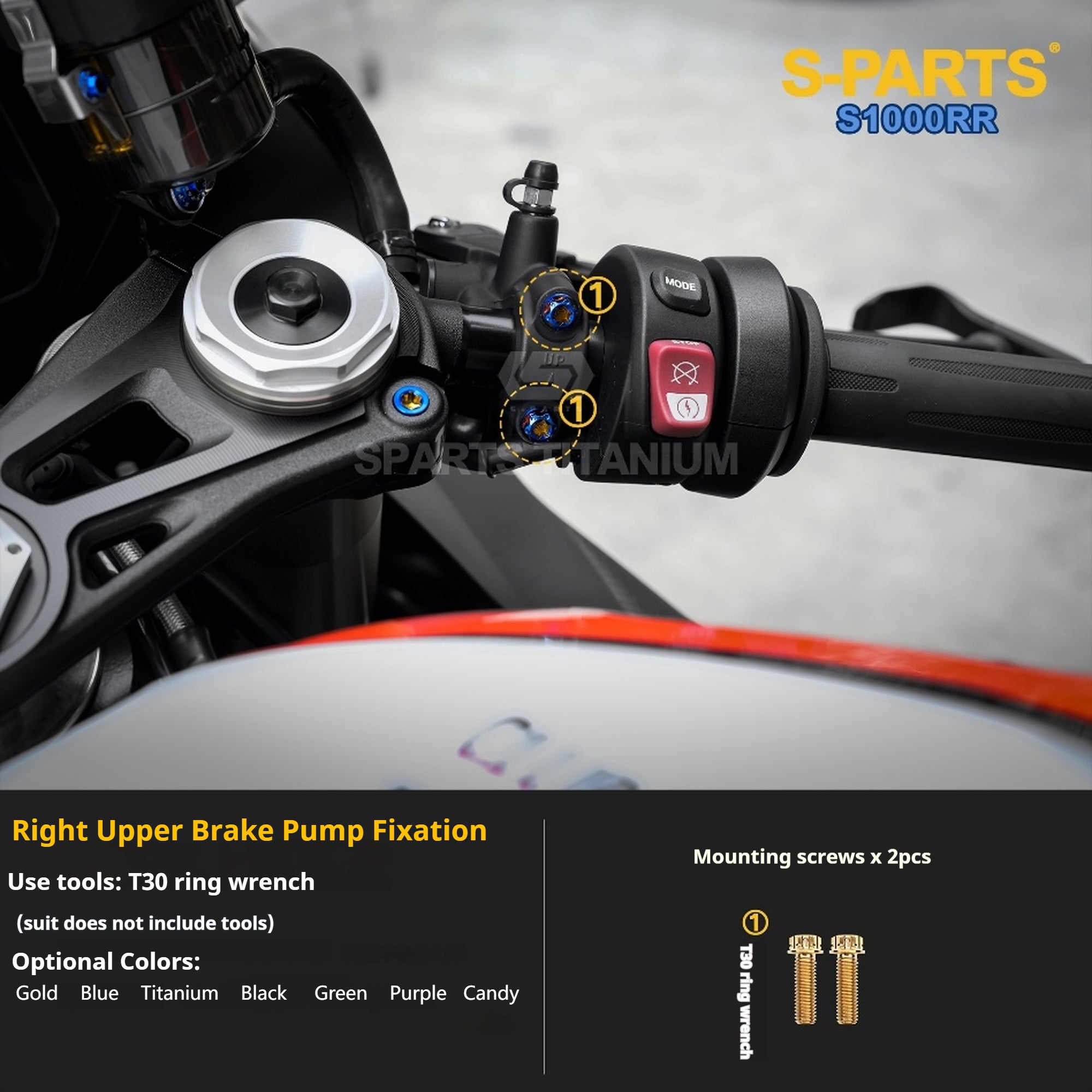 SPARTS TC4 Titanium Bolt Kit Compatible with BMW S1000RR — Full Motorcycle Upgrade Fastener Set