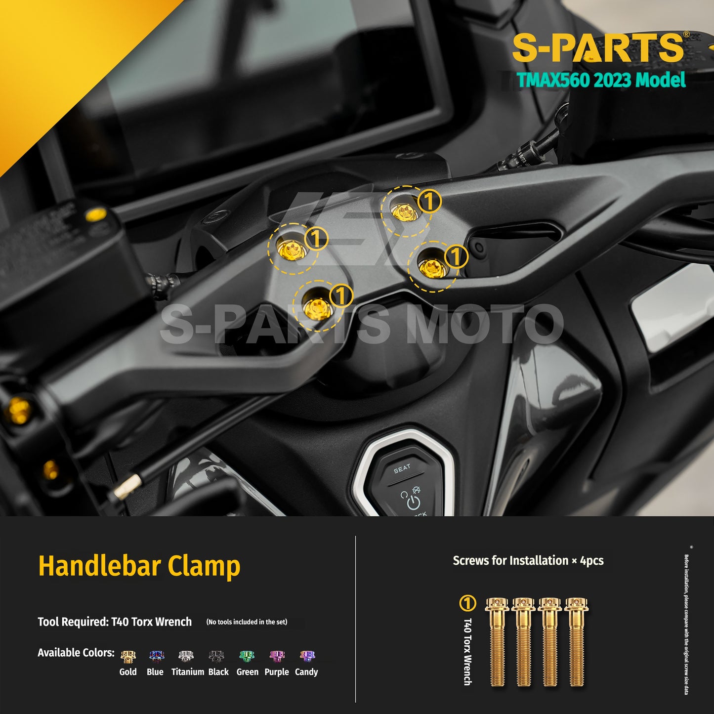 SPARTS Titanium Bolt Kit for Yamaha TMAX560 2023-Front & Cockpit System