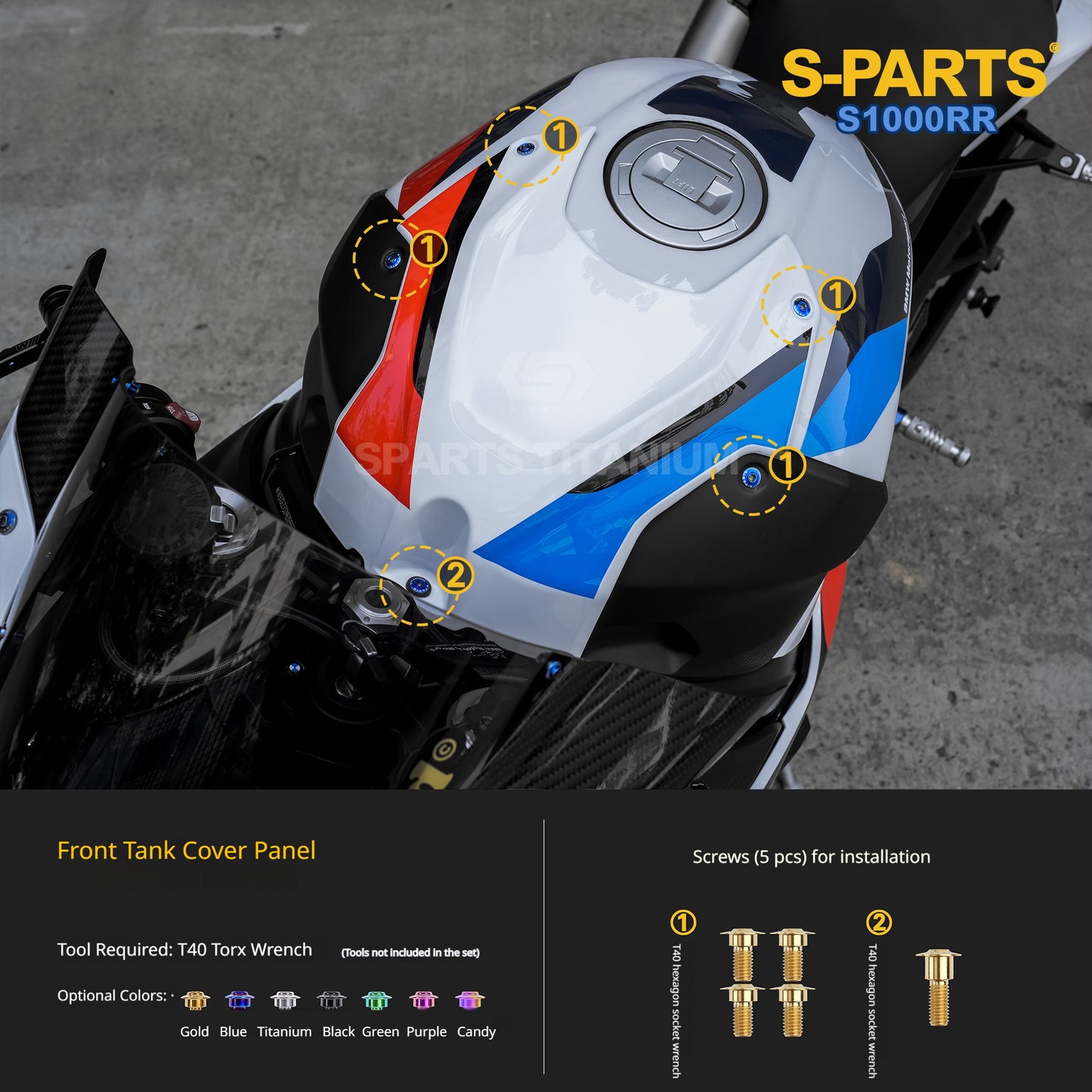 SPARTS Titanium Fairing Bolts Kit Windshield Mirror Screws Fasteners for BMW S1000RR Tuning