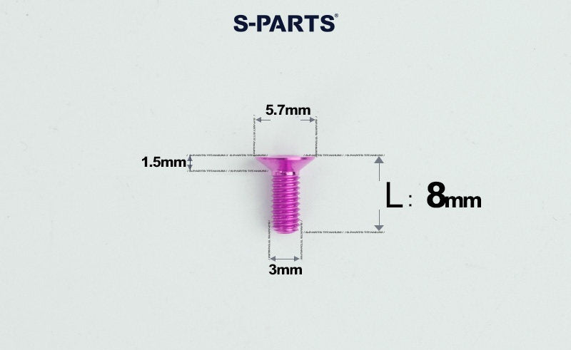 SPARTS Series M3 L6-30 Countersunk Titanium Bolt