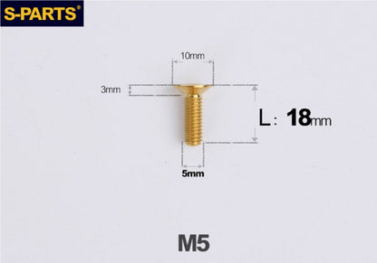 SPARTS M5 Countersunk Titanium Bolt | TC4 Flat Head Motorcycle Fastener