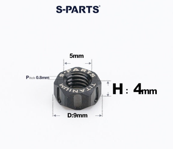SPARTS Black Titanium Alloy Hex Nuts – TC4 Motorcycle Locking & Fastening Nuts  M4 M5 M6 M8 M10 M12