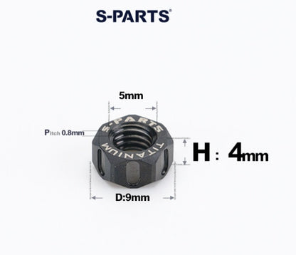 SPARTS Black Titanium Alloy Hex Nuts – TC4 Motorcycle Locking & Fastening Nuts  M4 M5 M6 M8 M10 M12