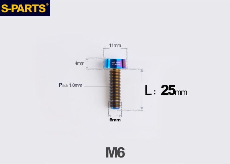 SPARTS M6 × L20-35 Titanium Anti-Theft Caliper Set Screws for Motorcycle 2-Piston Brake Calipers