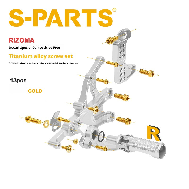 SPARTS Rizoma Footpeg Bolts for Ducati – Custom Left & Right Footpeg Bolts in Titanium & Other Color Options