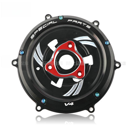 Ducati 959 / 1199 / 1299 / Panigale V2 / V4 / V4S Transparent Clutch Cover Kit Clear Clutch Side Cover Upgrade