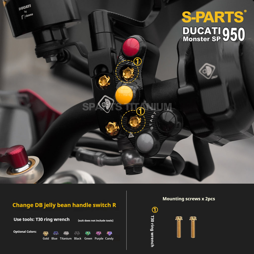 SPARTS Titanium Bolt Kit for Ducati New Monster SP 950 – Custom Candy Color & CNC Titanium Upgrade Kit