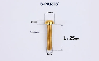 SPARTS M5 Titanium Bolt A2 Dome Head | Ultra-Light TC4 Bike Brake Caliper Bolt