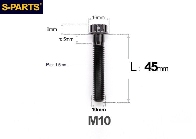 SPARTS M10 P1.5 A3 Series Titanium Bolt – Standard Head – 650°C Forged – S-Grade TC4 for E-Bikes, Motorcycles & Bicycles