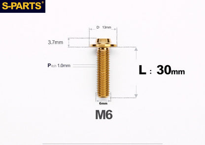 SPARTS A3 Button Head M6 D13 Titanium Bolt for Motorcycle & Bicycle Modification