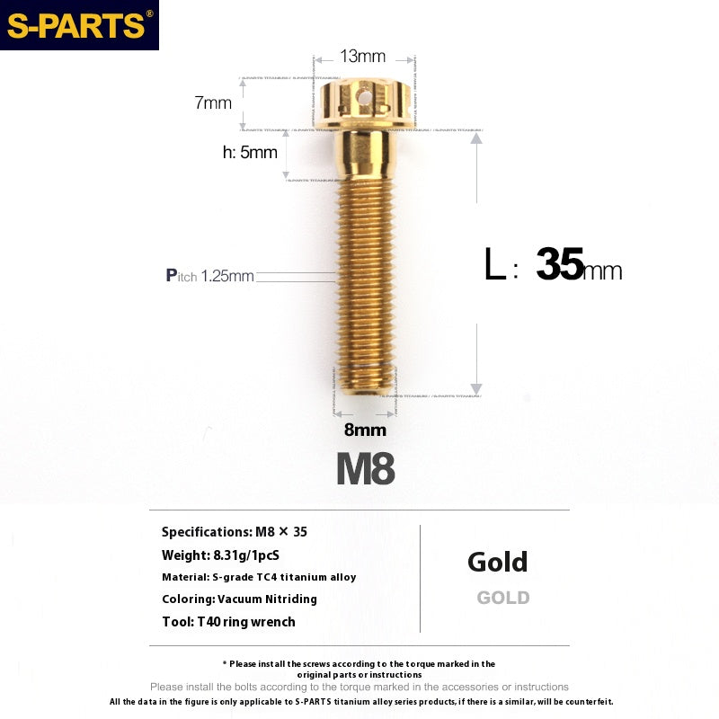 -PARTS M8 A3 Titanium Motorcycle Bolt – Multi-Length, Standard Head