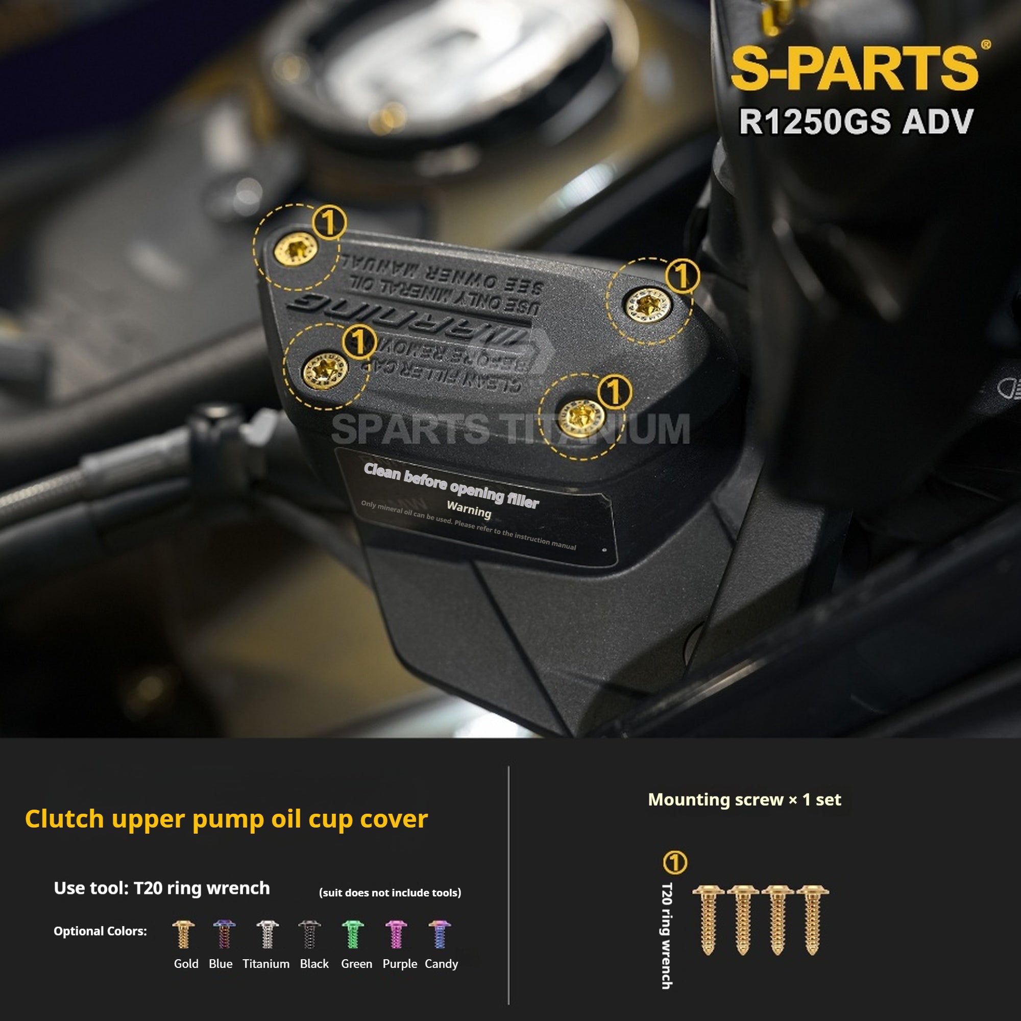 SPARTS Titanium Bolt Kit for BMW R 1250GS ADV – Custom Candy Color & CNC Titanium Upgrade Kit
