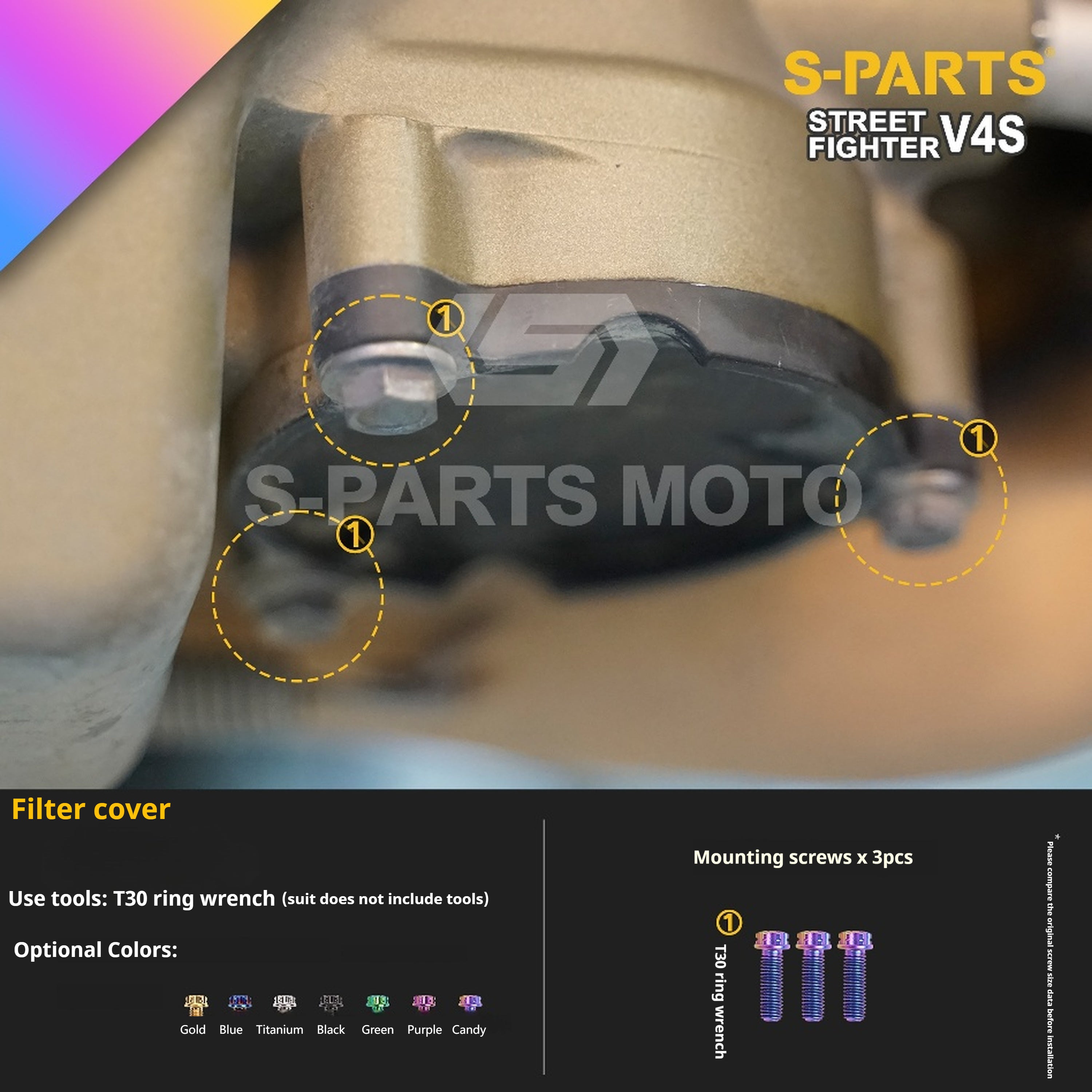 SPARTS Titanium Bolt Kit for Ducati Streetfighter V4S – Candy Color Upgrade