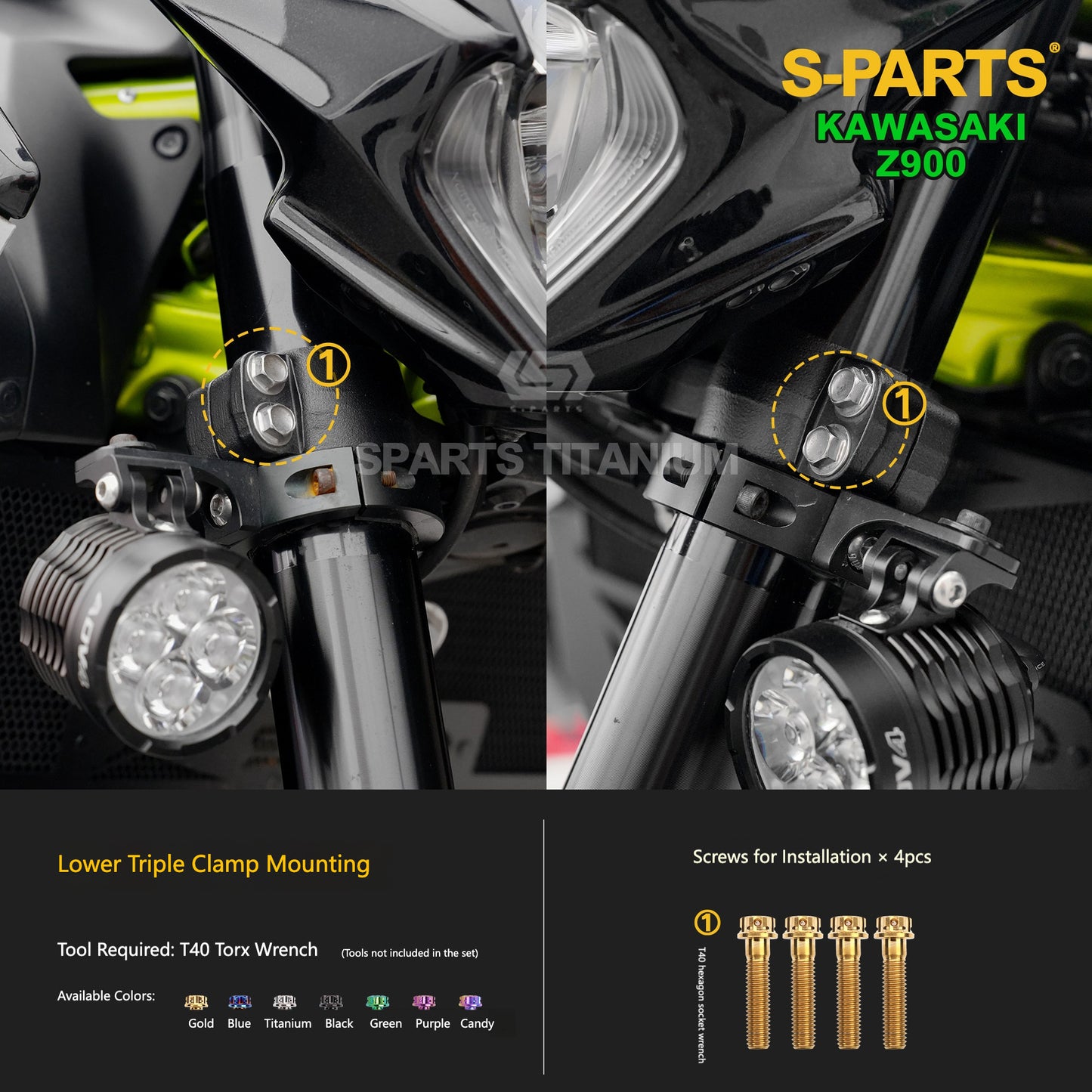 S-PARTS Titanium Fasteners Suspension & Brake System Bolt Kit for Kawasaki Z900