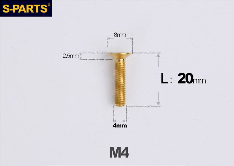 SPARTS M4x10-50mm Countersunk Titanium Alloy Bolt – Flat Head Fastening Screw for Motorcycle & Bicycle