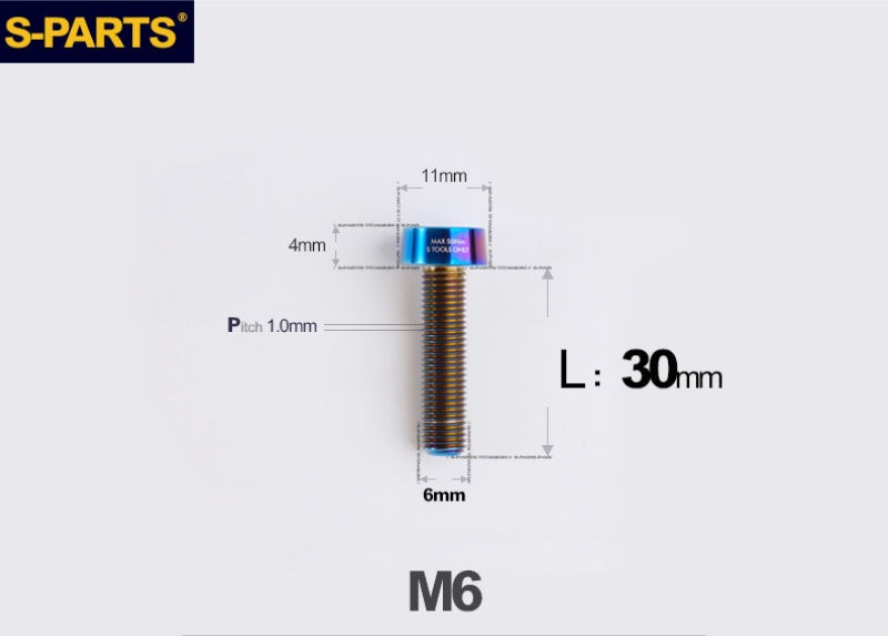 SPARTS M6 × L20-35 Titanium Anti-Theft Caliper Set Screws for Motorcycle 2-Piston Brake Calipers