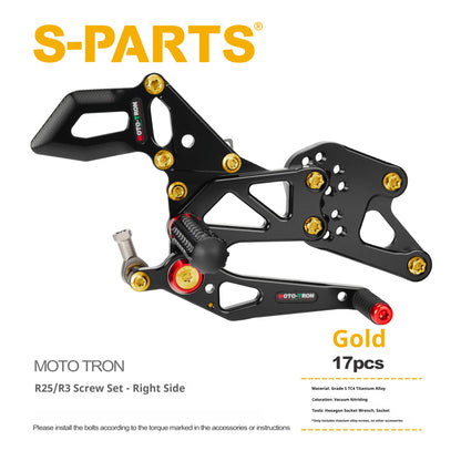 SPARTS R3/R25 MOTO TRON Raised Foot Pegs Titanium Alloy Screws Modification Kit for Yamaha