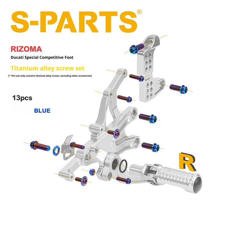SPARTS Rizoma Footpeg Bolts for Ducati – Custom Left & Right Footpeg Bolts in Titanium & Other Color Options