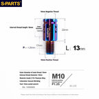 S-PARTS M10 to M10 Titanium Forward & Reverse Thread Motorcycle Mirror Adapter Bolt Upgrade
