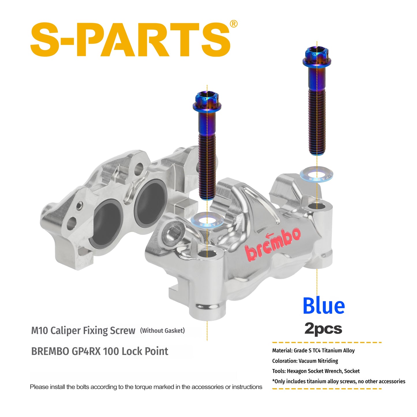 SPARTS Titanium Caliper Bolt Kit for BREMBO GP4 RX 100 | TC4 Titanium Brake Caliper Screws