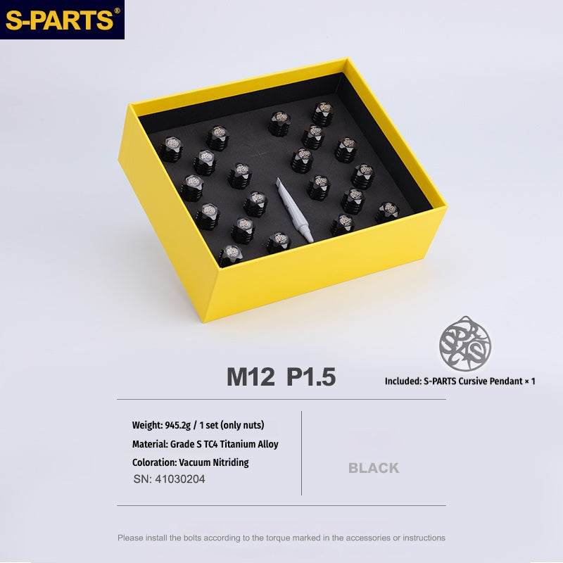 S-PARTS Titanium M12 Car Wheel Lug Nut Set, 20pcs