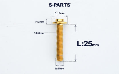 SPARTS A3 Countersunk Head M5 D10 Titanium Bolt TC4 Motorcycle & E-Bike Custom Fastener