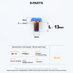 S-PARTS TC4 Titanium Mirror Plug Bolt M8 M10 RH/LH for Motorcycle