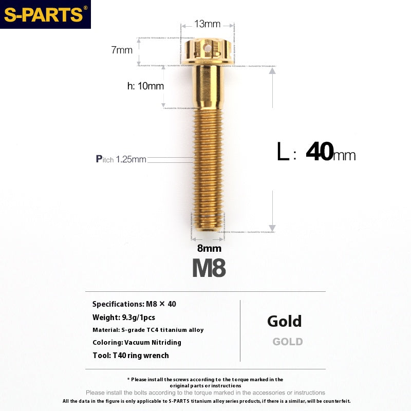 -PARTS M8 A3 Titanium Motorcycle Bolt – Multi-Length, Standard Head