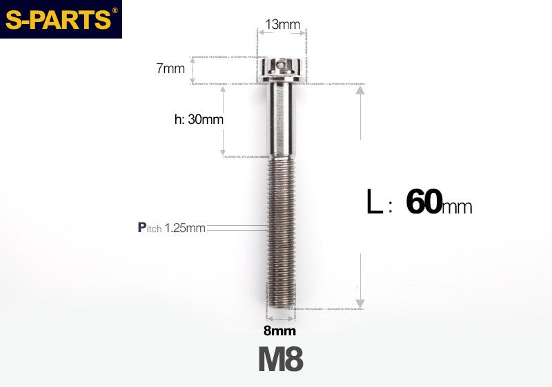 S-PARTS STAN M8 A3 Series Titanium Bolts – Standard Head TC4 Fasteners for Motorcycle & E-Motorcycle