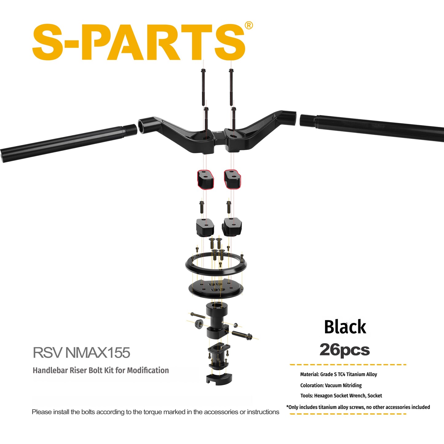 SPARTS RSV NMAX155 Handlebar Conversion Titanium Bolt Upgrade Fastener Kit