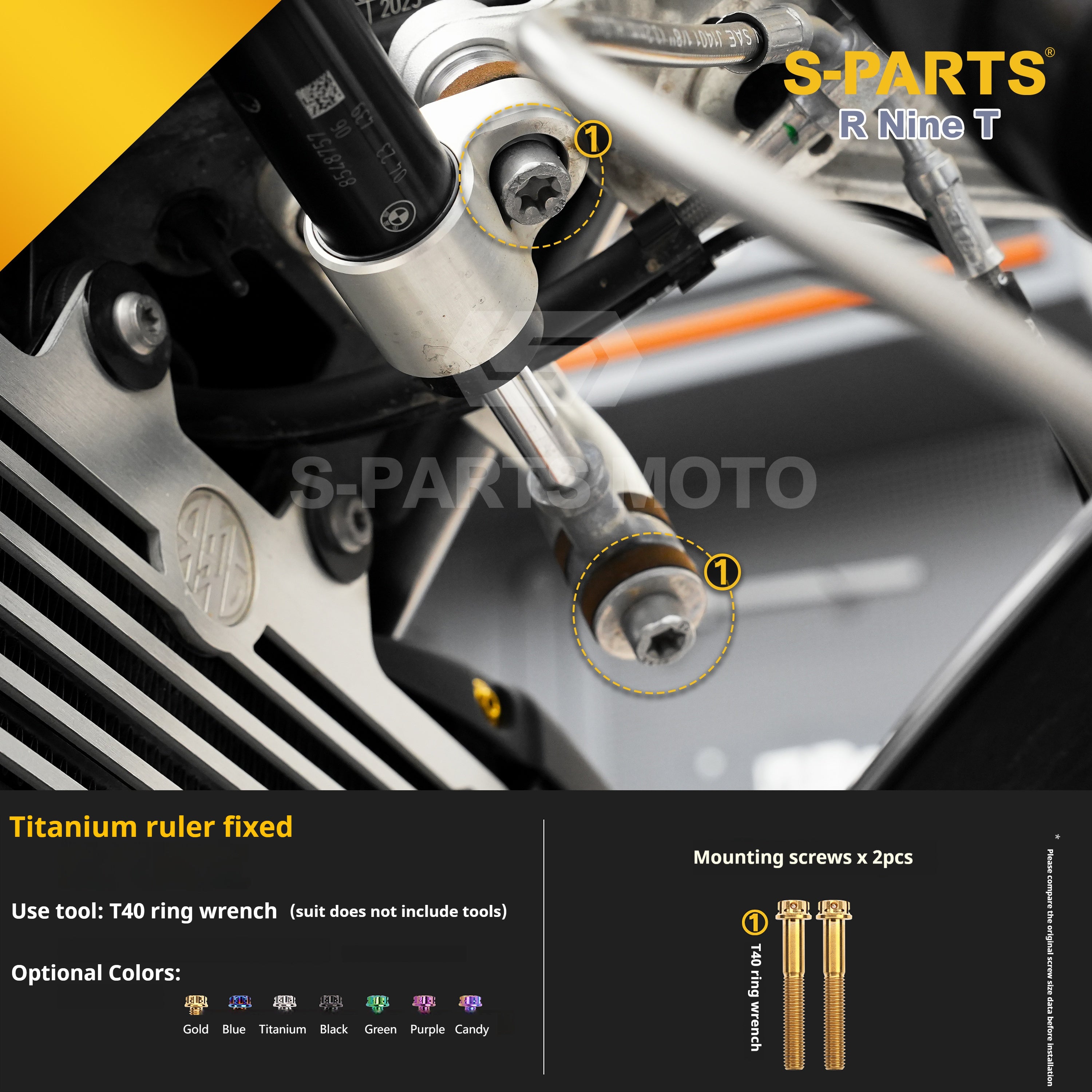 SPARTS BMW RnineT Titanium Alloy Motorcycle Bolt Upgrade Kit