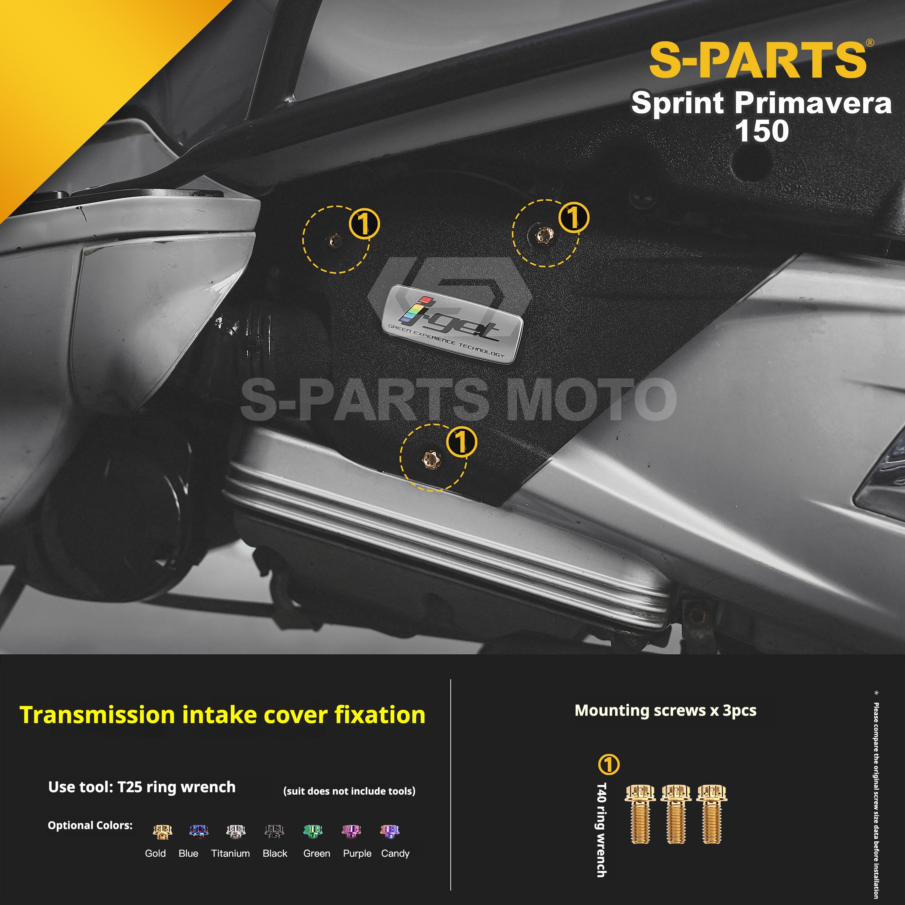 SPARTS Titanium Screw Set for Vespa Sprint/Primavera 150 – Custom Candy Color & CNC Titanium Upgrade Kit