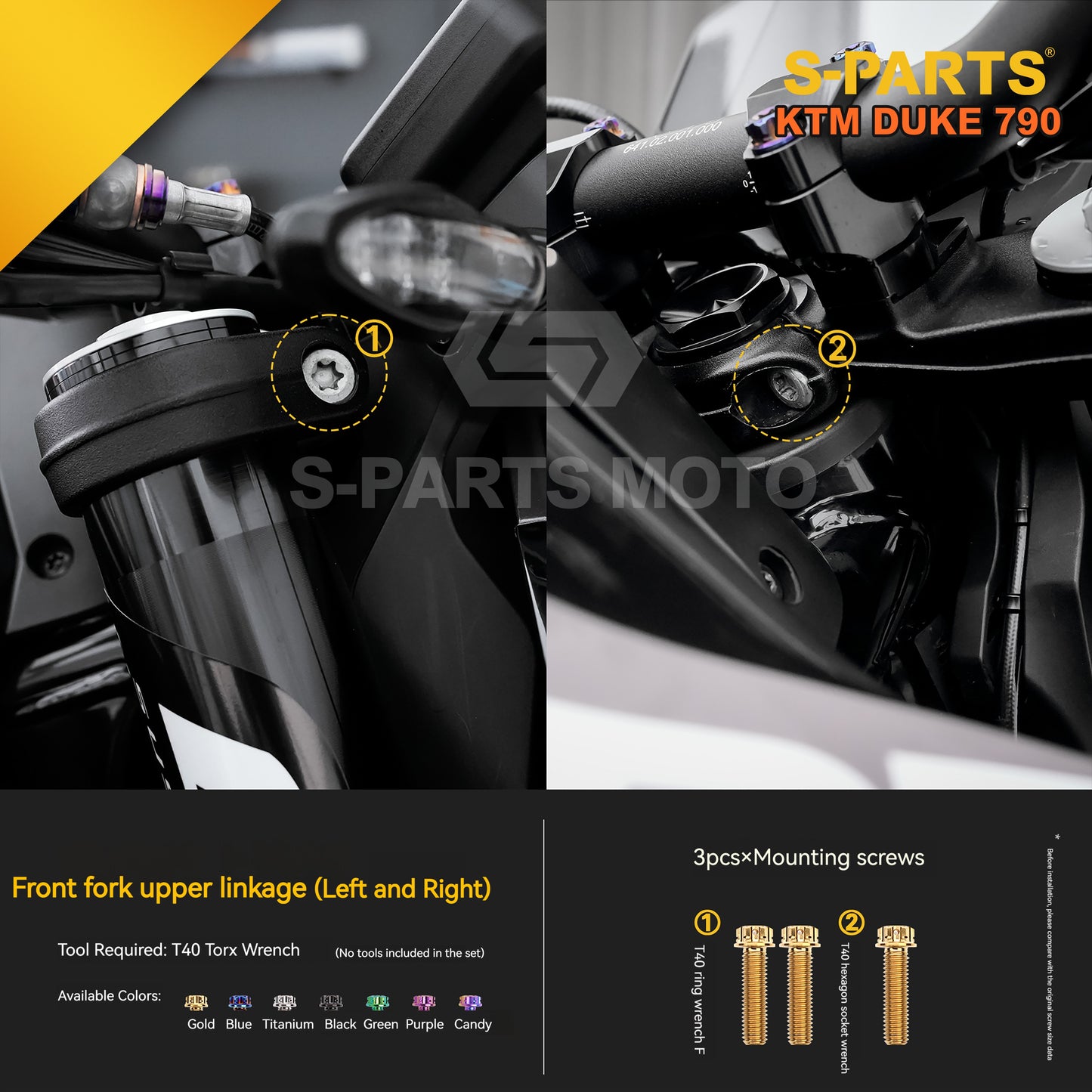 S-parts Titanium Front & Rear Brake / Suspension Bolt Kit for KTM DUKE 790